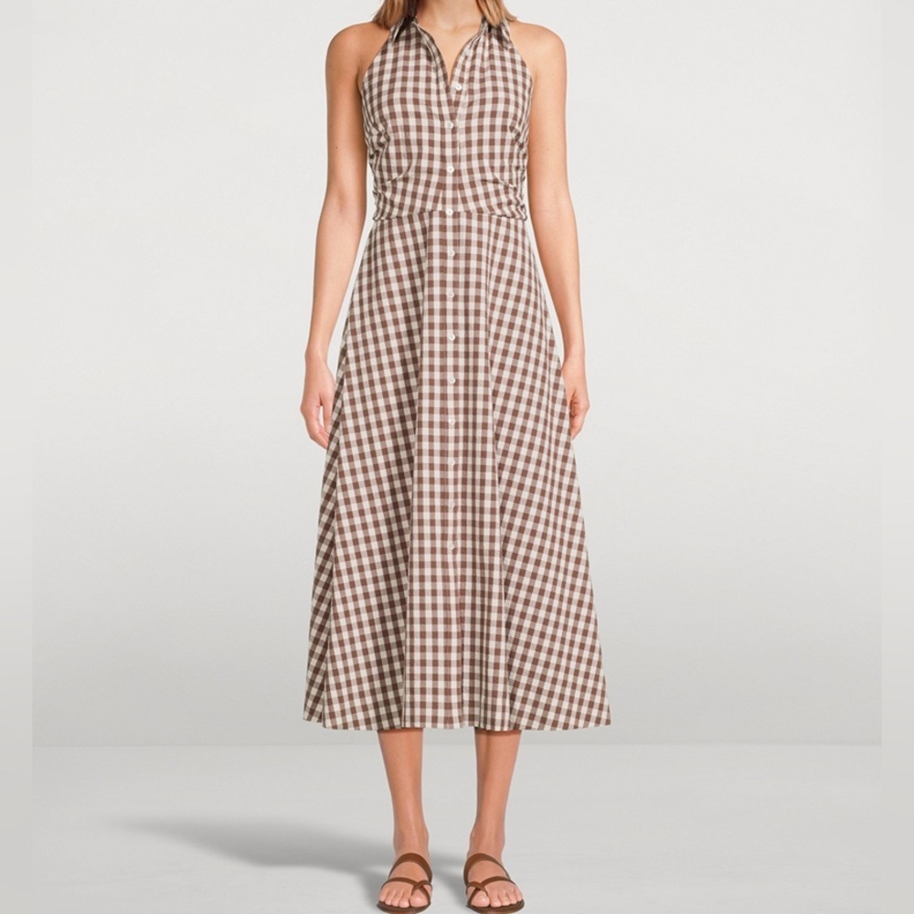 Veronica Beard Mackey Halter Shirt Dress In Gingham Print Women’s Size 10